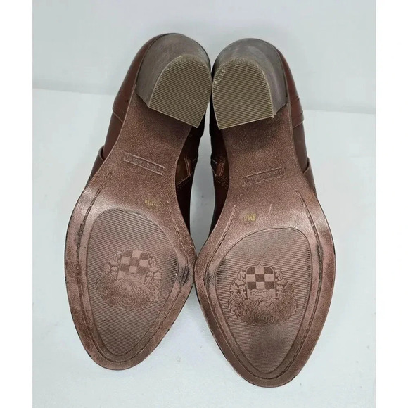 Vince Camuto Faythe Boots Brown Leather Heeled Layered Bootie Womens Size 9 M - Picture 7 of 10